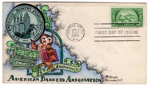 #987 ABA Bankers Dorothy Knapp Hand Painted 1950 FDC - Special Edition - Picture 1 of 1