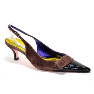 Scarpe donna Christian Lacroix Bonnie slingback tacco 36,5/6,5 velluto marrone nuove - Foto 1 di 4