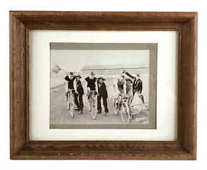 Vintage Framed Photo Bicycle Race Start Marked John Burr Late 1800s - Picture 1 of 3
