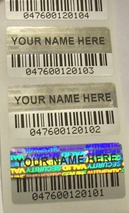 100 BCc stampa personalizzata CODICI A BARRE adesivi etichette evidenti ologramma manomissione - Foto 1 di 5