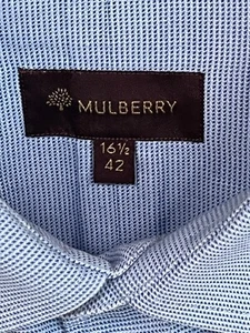2 X Mulberry 100% Cotton Mans Longsleeved Shirt. Blue/White Check. Size/ M/L. - Picture 1 of 4