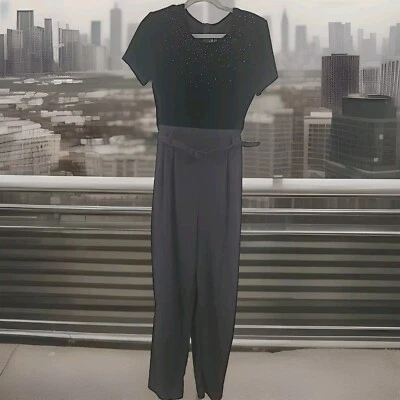 Mono Molly Malloy Mujer 10 Negro Poli Lentejuelas Terciopelo Noche Cremallera  Foto 1 de 4