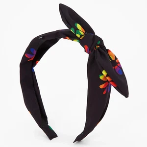 ICING Black Rainbow Daisy Knotted Bow Headband (G131424-1 LOC. G) - Picture 1 of 7