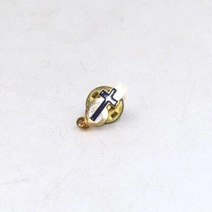 Treble Clef Music Note & Blue Cross Lapel Hat Jacket Pin Church Choir - Picture 1 of 5