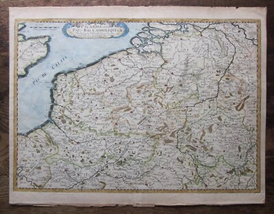 Mapa antiguo 1648 Sanson Picardie Pays Bas Bélgica Francia Países Bajos Bruselas Foto 1 de 4