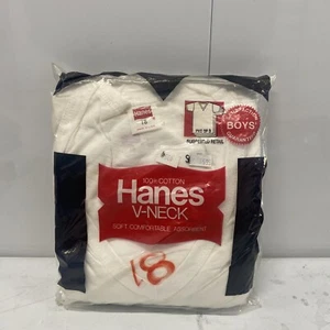 Vintage 1970s Hanes Blank White T Shirts V Neck 3 Pack Boys 18 Men’s XXS - Picture 1 of 7