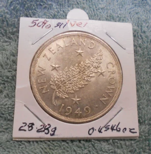 #C21.    1949  NEW ZEALAND SILVER CROWN  COIN - Picture 1 of 4