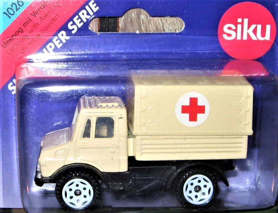Ambulancia Siku 1026 Unimog con toldo escala 1/64 S fundido a presión nueva sin usar, en caja Foto 1 de 1