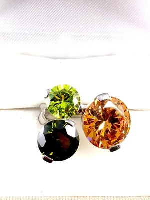 ANILLO BELLE ETOILE RODIO 925 ESTERLINA TRES CHIC CHAMPÁN PERIDOTO OLIVA TALLA 6 Foto 1 de 4