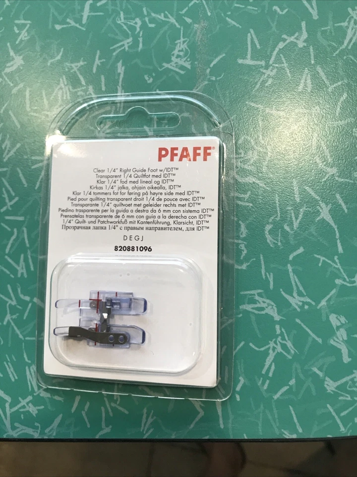 Pfaff Clear 1/4" Right Guide Foot #820881096 w/ IDT for Sewing Machines D E G J