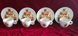 Illy Collection Expo Milano 2015 Espresso Set ~ 4 Cups & Saucers ~ Fruit ~ EUC - Picture 1 of 18