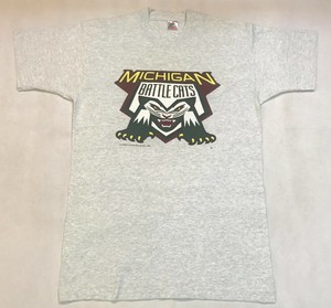 Vintage FOTL 1995 MiLB Michigan Battle Cats Minor Baseball T-Shirt Gray L USA