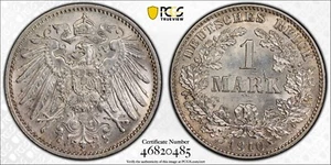Moneda de Plata 1910 Marca E Alemania IMPERIO J-17 PCGS MS63 - Imagen 1 de 3