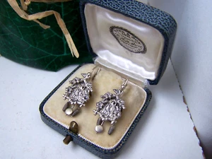 GORGEOUS VINTAGE MODERNIST STUDIO SOLID STERLING SILVER CUCKOO CLOCK EARRINGS - Picture 1 of 13