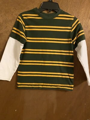 Gymboree Boys long sleeve green/yellow stripe shirt size 6 nice pre owned - Image 1 of 2