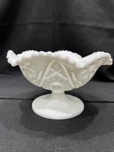 Imperial Glass Milk Glass Daisy & Button Footed Candy Dish 4”T X 7”W - Picture 1 of 6