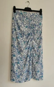 M&S Per Una Ladies Skirt Size UK 16 White Blue Green Floaty Lightweight Midi - Picture 1 of 19