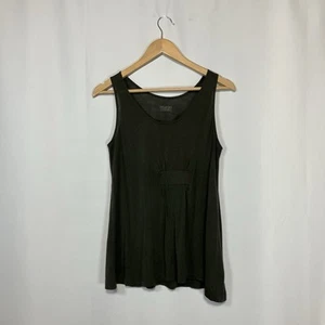 TOAST Top Size UK 10 Khaki Green Sleeveless Jersey Vest Cotton Swing Summer - Picture 1 of 9