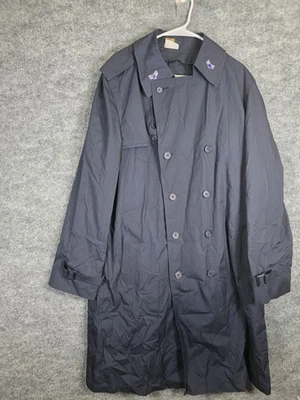 Vintage US Air Force Raincoat Mens 42L Navy Double Breasted Removable Liner 80s - Image 1 of 4