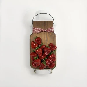 Strawberry On The Small Wooden Board Wall Decor 3D Jar - Picture 1 of 8