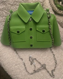 RARE GREEN SHIRT SHOULDER BAG SILVER CHAIN  CROSSBODY UNUSUAL RARE HTF UNIQUE  - Picture 1 of 12