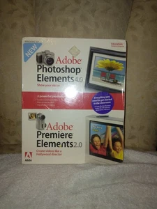 ADOBE PHOTOSHOP ELEMENTS 4.0 AND ADOBE PREMIERE ELEMENTS 2.0 SEALED NEW - Picture 1 of 5