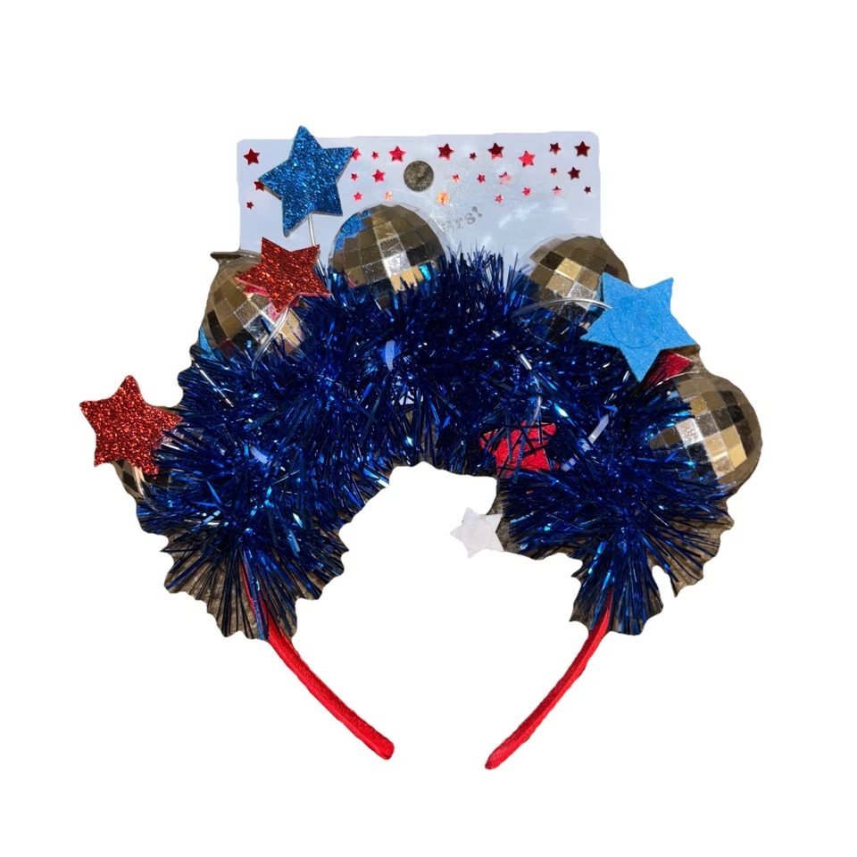 Diadema Americana Star Disco Ball Oropel Rojo Blanco Azul Foto 1 de 1