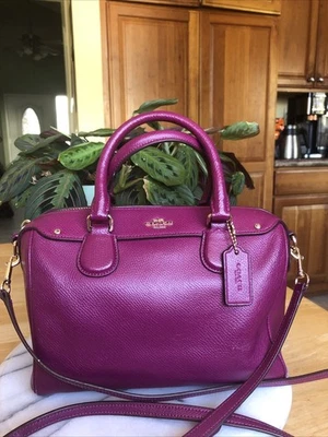 Coach Magenta Plum Fuschia  F36624 Mini Bennett Satchel Crossgrain Leather 9X8X4 - Image 1 of 4