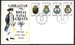 QE II - GIBRALTAR - ROYAL NAVAL CRESTS FIRST DAY COVER - 28th AUGUST 1986 - Picture 1 of 1