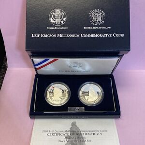 2000 Leif Ericson Millennium Commemorative Silver Proof Set- COA-{inv.#7J}