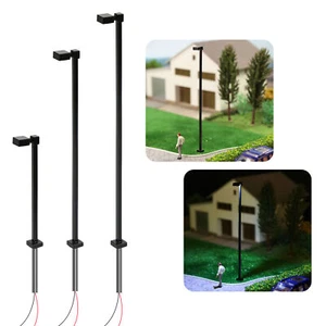 Evemodel 10pcs OO HO TT Scale Metal Lamps White LED Street Light Black Pole - Picture 1 of 9