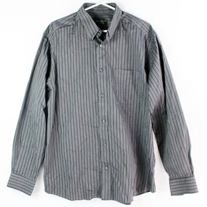Eddie Bauer Gray Button-Down Cotton Dress Shirt Men's Large Relaxed Fit - Picture 1 of 5