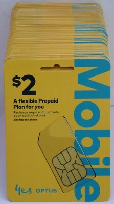 100 Optus Prepaid Mobile 4G 5G Nano Micro SIM Card Australian $2 Starter Kit - Image 1 of 2