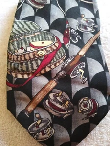 Fisherman's American Sports Classics Fishing Rod Reel lure sport Neck Tie - Picture 1 of 5