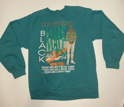 Sudadera De Colección Trench War on Drugs Negra Hombre Propaganda Talla XL 80’s RARA Foto 1 de 4