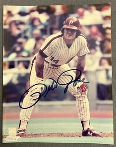 PETE ROSE SIGNED 8X10 PHOTO PHILADELPHIA PHILLIES CINCINNATI REDS EXPOS RARE COA - Picture 1 of 1