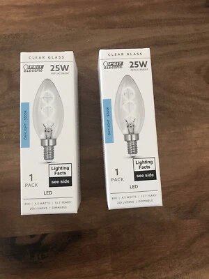 Feit Electric 25W  B10  Candelabra Clear Edison LED Light Bulb (2-PACK)  - Image 1 of 2