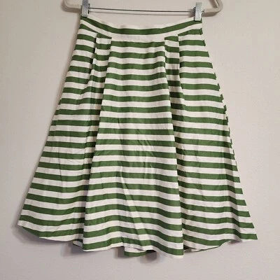 Modcloth Women Skirt A Line Pleated,M, Striped Strech, Zip, Hook Loop, Classic - Image 1 of 4