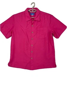 David Taylor Resort Short Sleeve Button Up Shirt Rayon Polyester Size M Pink - Picture 1 of 9