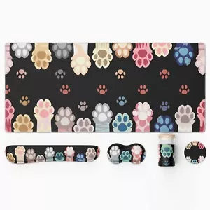 Mouse Pad and Keyboard Wrist Rest Gaming Desk Mat Combo Cat Paw 34.5x15.7in - Picture 1 of 6