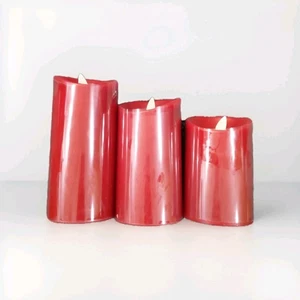 Luminara Sin Llama LED Cera Cera Sin Plazas Batería Velas Mecha Móvil Remota 3x4.5" ROJO - Imagen 1 de 4