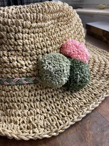 El Corte Ingles Kinder gehäkelt Papier Strohhut Größe 7-14Y - Bild 1 von 12