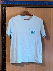 Vineyard Vines White/Blue Whale T-Shirt Front Pocket Mens Size M - Picture 1 of 5