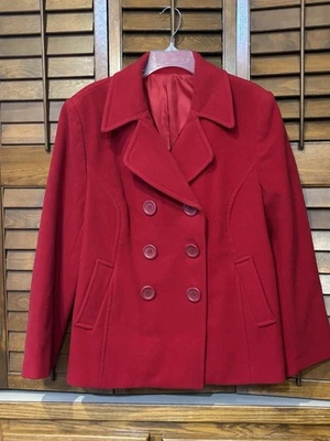 Chaquetón de lana rojo doble botonadura Chadwicks of Boston vintage para mujer talla 12P Foto 1 de 4