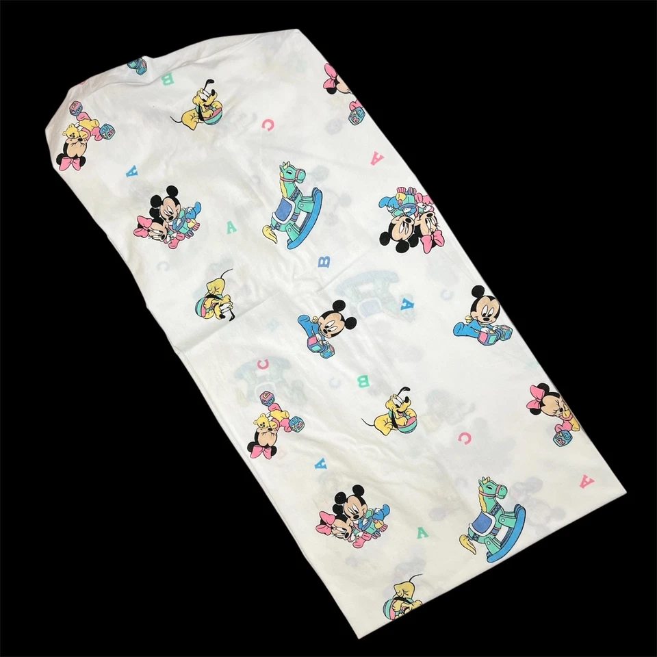 Folha de berço Dundee vintage Disney bebês Mickey Mouse ABC Donald Minnie EUA - Imagem 1 de 4