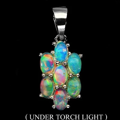 Ювелирные изделия кулон серебро 925 пробы овальный огненный опал 5x3 мм натуральный драгоценный камень - Изображение 1 из 4