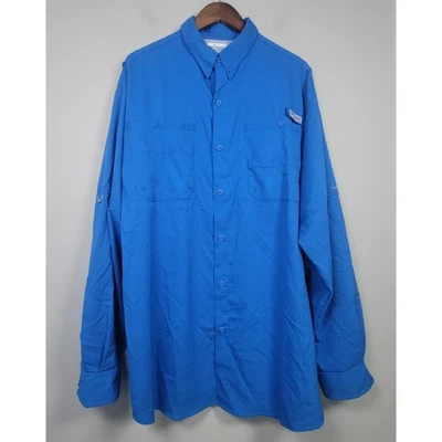 NUEVO CON ETIQUETAS Columbia Hombres XLT Camisa Tamiami II Omni Tono UPF 40 Pesca Azul Foto 1 de 4