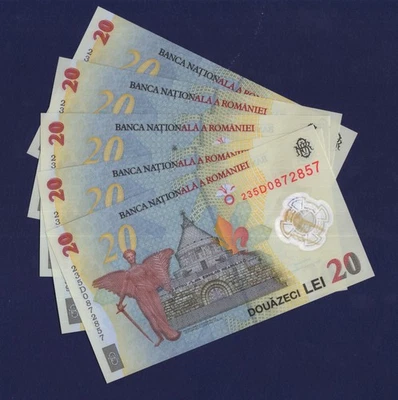 ROMANIA - Lot of 5 - P119Ab - 20 Lei - POLYMER - 2023 - Perfect UNC - Image 1 of 2