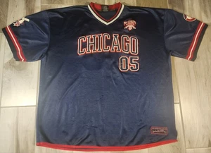 Camiseta de béisbol de colección años 90 FUBU Chicago para hombre 4XL azul bordada Y2K envejecida - Imagen 1 de 15