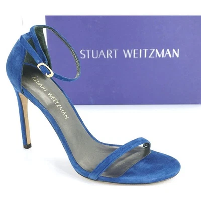 Stuart Weitzman Nudistsong Blue Suede Ankle Strappy Sandals Size 9.5 NIB $398 - Image 1 of 4